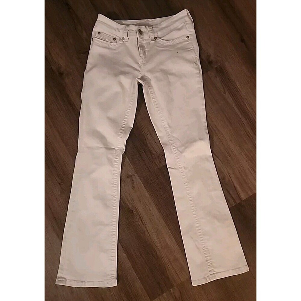 Seven 7 Womens Jeans 4 White Denim Rhinestone Flap Pockets Slim Bootcut
